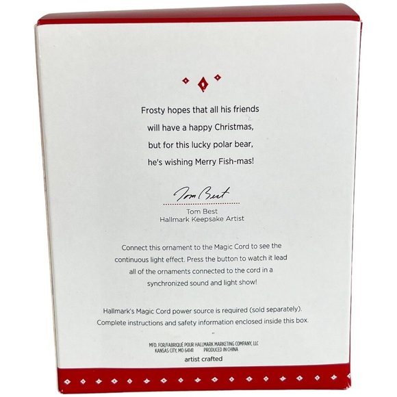 Hallmark Ornament Frosty Friend A Fish For Christmas Magic Cord Light Sound 2015 - Picture 11 of 11